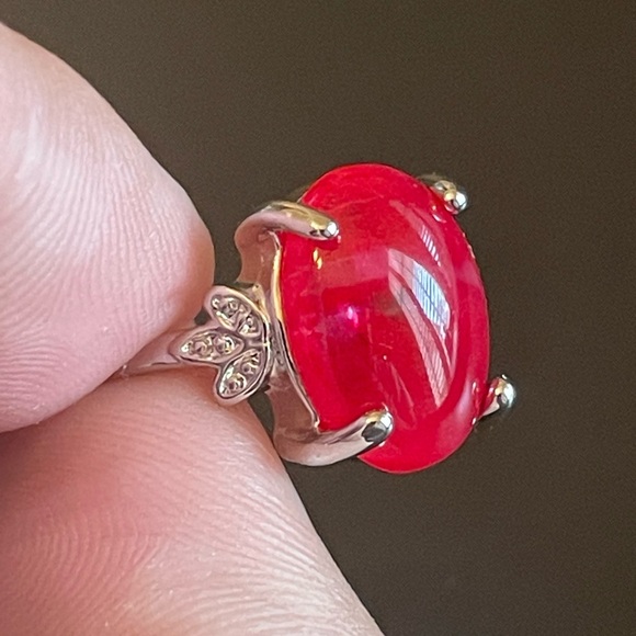 Red sapphire S925 silver ring size 6.5 - Picture 6 of 9